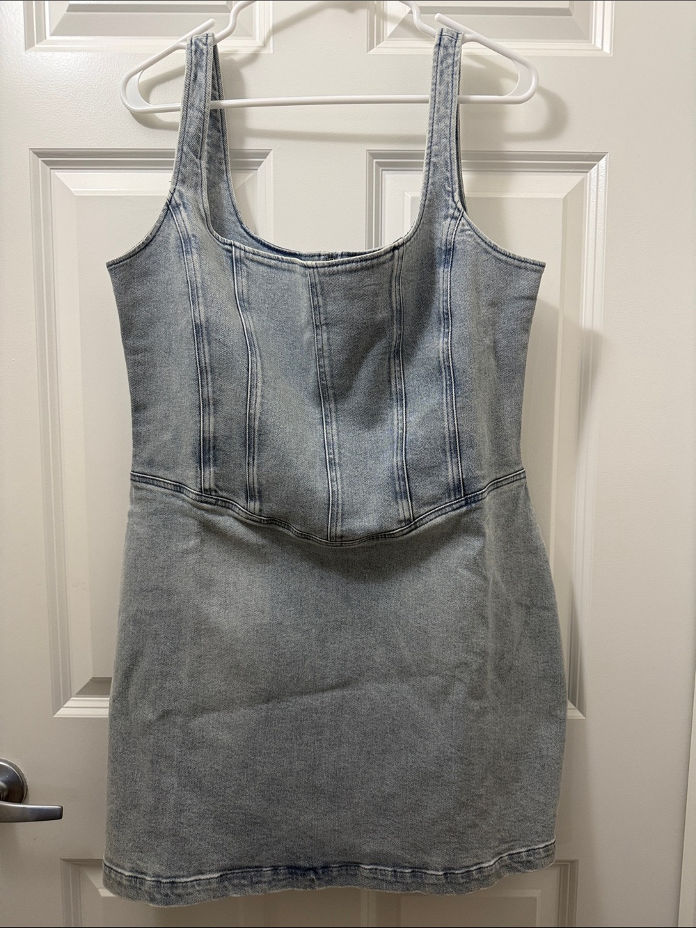 Show Me Your MuMu Denim Corset Tank Dress in Light Wash